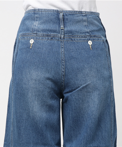 koe（コエ）の「サイド切替カットオフデニムワイドパンツ（デニムパンツ・レディース・ライトインディゴブルー・L/S/M）」の6枚目の写真