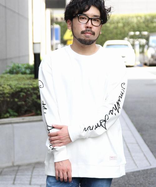 coen（コーエン）の「SMITH(スミス)別注袖プリントビッグシルエットライトスウェットクルーネック（スウェット・メンズ・ホワイト/ターコイズブルー・MEDIUM/X-LARGE/LARGE/SMALL）」の5枚目の写真