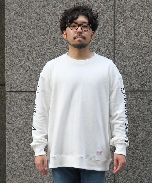 coen（コーエン）の「SMITH(スミス)別注袖プリントビッグシルエットライトスウェットクルーネック（スウェット・メンズ・ホワイト/ターコイズブルー・MEDIUM/X-LARGE/LARGE/SMALL）」の7枚目の写真