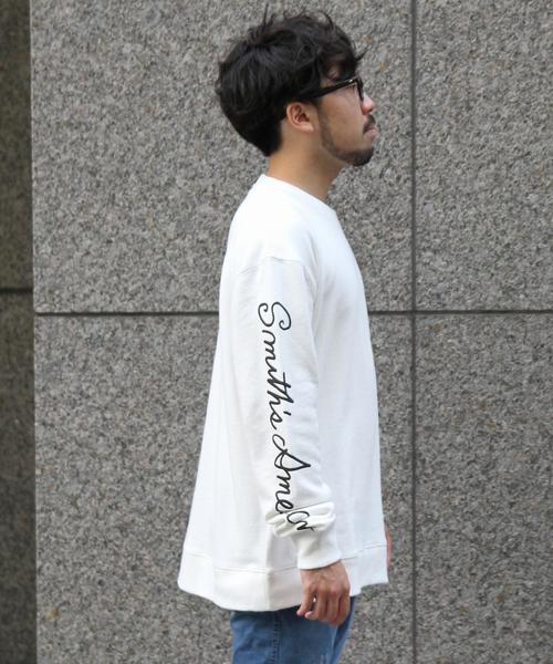 coen（コーエン）の「SMITH(スミス)別注袖プリントビッグシルエットライトスウェットクルーネック（スウェット・メンズ・ホワイト/ターコイズブルー・MEDIUM/X-LARGE/LARGE/SMALL）」の8枚目の写真