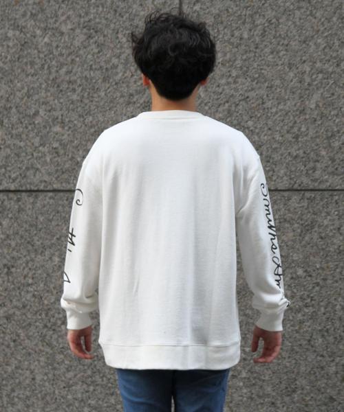 coen（コーエン）の「SMITH(スミス)別注袖プリントビッグシルエットライトスウェットクルーネック（スウェット・メンズ・ホワイト/ターコイズブルー・MEDIUM/X-LARGE/LARGE/SMALL）」の10枚目の写真
