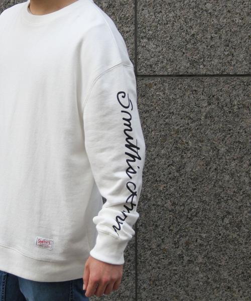 coen（コーエン）の「SMITH(スミス)別注袖プリントビッグシルエットライトスウェットクルーネック（スウェット・メンズ・ホワイト/ターコイズブルー・MEDIUM/X-LARGE/LARGE/SMALL）」の12枚目の写真