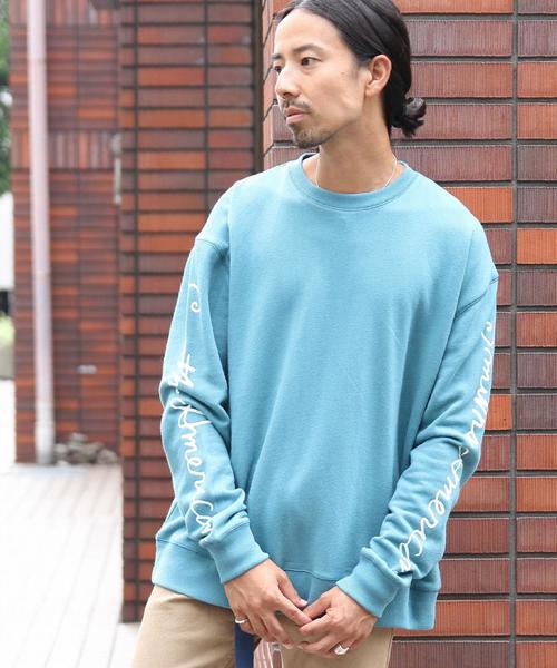 coen（コーエン）の「SMITH(スミス)別注袖プリントビッグシルエットライトスウェットクルーネック（スウェット・メンズ・ホワイト/ターコイズブルー・MEDIUM/X-LARGE/LARGE/SMALL）」の3枚目の写真