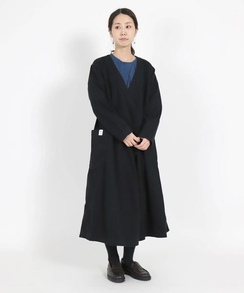 激安通販新作 Brocante ブロカント ヘリンボーンカシュクールワンピース シャツワンピース