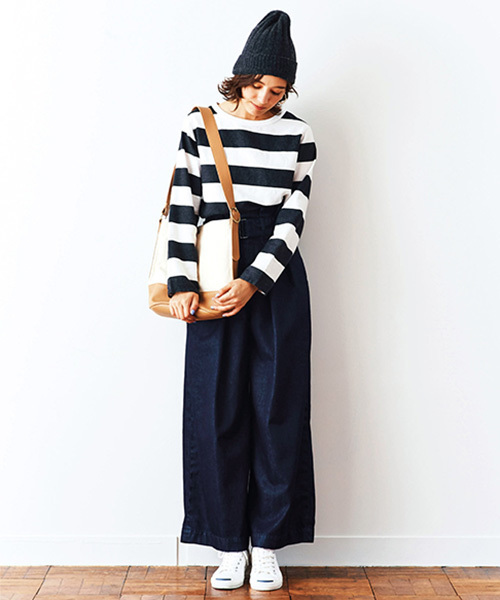 and myera(アンド マイラ)の「and myera 布はくのボーダーTトップス/カットソー(Tシャツ/カットソー・レディース・ホワイト×ブラック・LARGE/MEDIUM/SMALL/X-LARGE)」の8枚目の写真