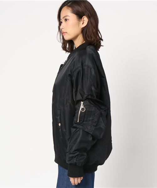 onespo（ワンスポ）の「ロングスリーブMA-1（MA-1・レディース・ブラック/ダークグリーン/レッド/ライトピンク・M）」の10枚目の写真