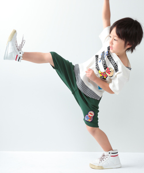 ANPANMAN KIDS COLLECTION(アンパンマンキッズコレクション)の「【アンパンマン】のびのびスーパーストレッチ素材 サルエルハーフパンツ(その他パンツ)」|カーキ