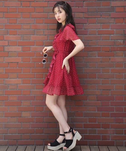 one after another NICE CLAUP（ワンアフターアナザーナイスクラップ）の「ロマンティックフリルワンピ（ワンピース・レディース・ベージュ系その他/ブラウン系その他/レッド系その他/ブラック系その他・FREE）」の6枚目の写真