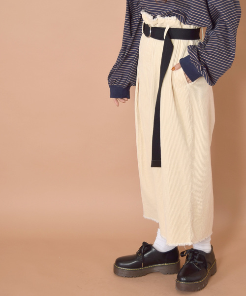 w closet（ダブルクローゼット）の「ベルト付きコーデュロイウエストギャザースカート_（スカート・レディース・アイボリー/サックスブルー/モカ/ラベンダー/パープル/ブルー系その他・FREE）」の11枚目の写真