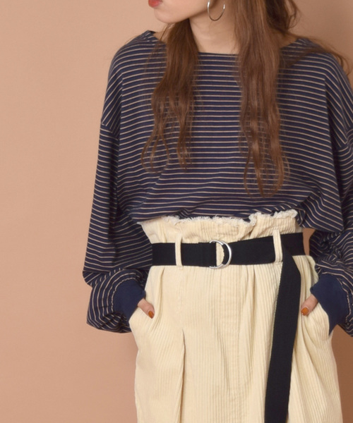 w closet（ダブルクローゼット）の「ベルト付きコーデュロイウエストギャザースカート_（スカート・レディース・アイボリー/サックスブルー/モカ/ラベンダー/パープル/ブルー系その他・FREE）」の8枚目の写真