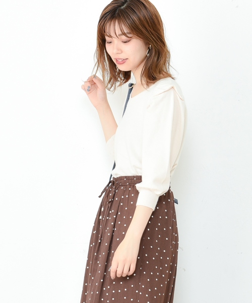 natural couture(ナチュラルクチュール)の「パワショル前後2WAYニット(ニット/セーター・レディース・オフホワイト/ブラック/ブラウン/キャメル・FREE)」の6枚目の写真