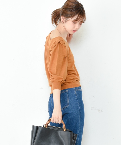 natural couture(ナチュラルクチュール)の「パワショル前後2WAYニット(ニット/セーター・レディース・オフホワイト/ブラック/ブラウン/キャメル・FREE)」の16枚目の写真