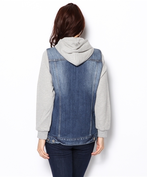 Another Edition（アナザーエディション）の「AE DNM×SWEAT G-JK（デニムジャケット・レディース・ライトブルー/コバルトブルー・フリー）」の7枚目の写真