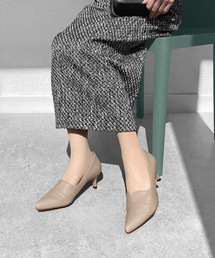 ポインテッドトゥ 切替 パンプス (5.0cmヒール)