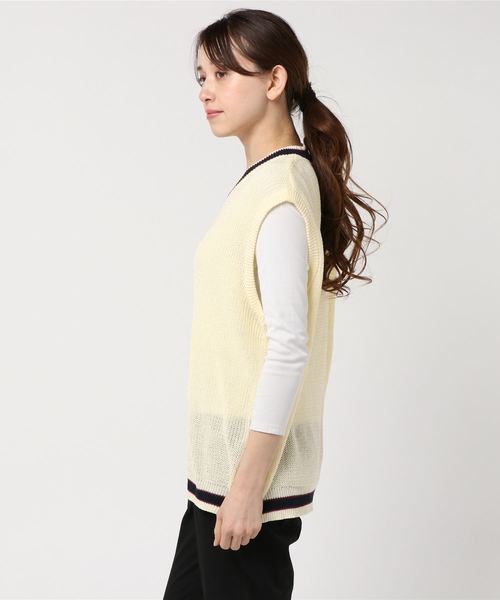 Bling Leads（ブリングリーズ）の「【Bl】麻タッチアクリル畔編みベスト（ベスト・メンズ・ブラック/ベージュ/ホワイト系その他/ホワイト系その他2/ブラック系その他/ベージュ系その他/ネイビー/ブルー系その他・MEDIUM/LARGE/X-LARGE）」の17枚目の写真