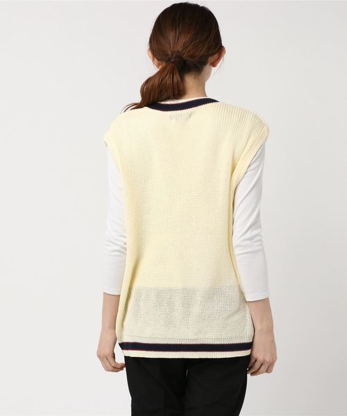 Bling Leads（ブリングリーズ）の「【Bl】麻タッチアクリル畔編みベスト（ベスト・メンズ・ブラック/ベージュ/ホワイト系その他/ホワイト系その他2/ブラック系その他/ベージュ系その他/ネイビー/ブルー系その他・MEDIUM/LARGE/X-LARGE）」の18枚目の写真