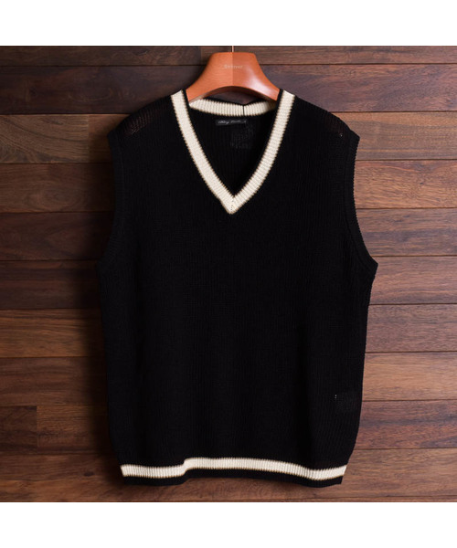 Bling Leads（ブリングリーズ）の「【Bl】麻タッチアクリル畔編みベスト（ベスト・メンズ・ブラック/ベージュ/ホワイト系その他/ホワイト系その他2/ブラック系その他/ベージュ系その他/ネイビー/ブルー系その他・MEDIUM/LARGE/X-LARGE）」の11枚目の写真