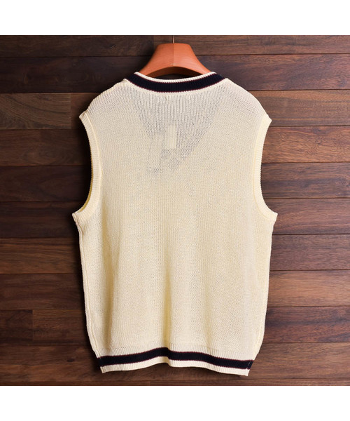 Bling Leads（ブリングリーズ）の「【Bl】麻タッチアクリル畔編みベスト（ベスト・メンズ・ブラック/ベージュ/ホワイト系その他/ホワイト系その他2/ブラック系その他/ベージュ系その他/ネイビー/ブルー系その他・MEDIUM/LARGE/X-LARGE）」の10枚目の写真