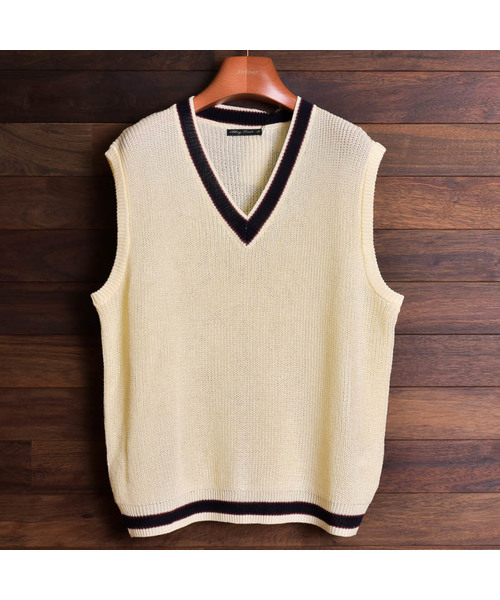 Bling Leads（ブリングリーズ）の「【Bl】麻タッチアクリル畔編みベスト（ベスト・メンズ・ブラック/ベージュ/ホワイト系その他/ホワイト系その他2/ブラック系その他/ベージュ系その他/ネイビー/ブルー系その他・MEDIUM/LARGE/X-LARGE）」の14枚目の写真