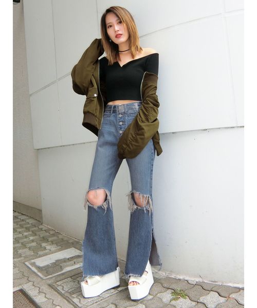 EMODA（エモダ）の「2WAYリブニット（Tシャツ/カットソー・レディース・ホワイト/ブラック/ブラウン/その他・FREE）」の11枚目の写真