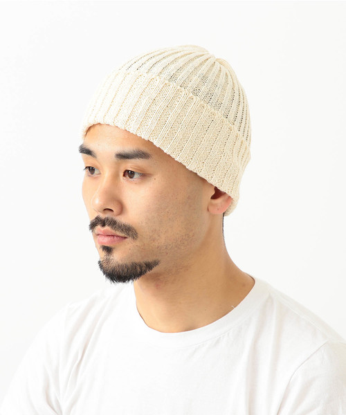 BEAMS PLUS(ビームスプラス)の「◇BEAMS PLUS / コットンリネンワッチキャップ (ニットキャップ/ビーニー・メンズ・オフホワイト/オリーブ/ネイビー/ロイヤルブルー/イエロー/レッド/ブラック/サックスブルー/ベージュ/オレンジ/ブルー系その他/ブラック系その他/その他1・ONE SIZE)」の2枚目の写真