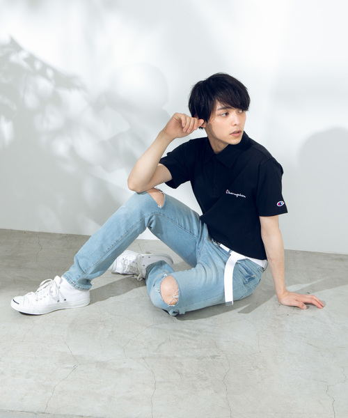 Champion（チャンピオン）の「∴WEGO/Championワンポイント刺繍ポロシャツ（ポロシャツ・メンズ・ホワイト/ブラック/ネイビー/グレー/ロイヤルブルー/イエロー/レッド/ダークグレー・X-LARGE/MEDIUM/LARGE/SMALL）」の10枚目の写真