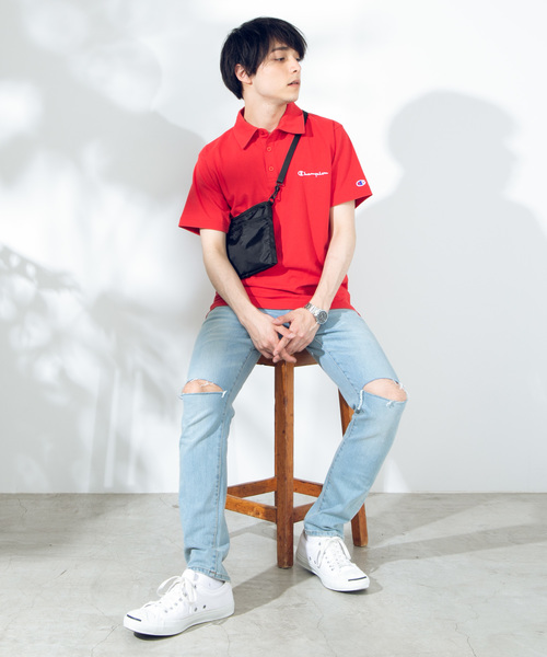 Champion（チャンピオン）の「∴WEGO/Championワンポイント刺繍ポロシャツ（ポロシャツ・メンズ・ホワイト/ブラック/ネイビー/グレー/ロイヤルブルー/イエロー/レッド/ダークグレー・X-LARGE/MEDIUM/LARGE/SMALL）」の17枚目の写真