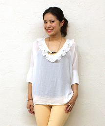 mystic | 衿フリルVプルオーバー(シャツ/ブラウス)