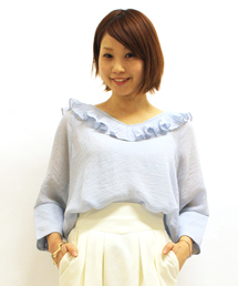 mystic | 衿フリルVプルオーバー(シャツ/ブラウス)