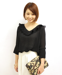 mystic | 衿フリルVプルオーバー(シャツ/ブラウス)