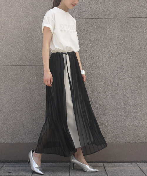 &g'aime(アンジェム)の「【&g'aime】シアープリーツラップスカート(スカート・レディース・グレイッシュベージュ/ベージュ/ブラック・FREE)」の4枚目の写真