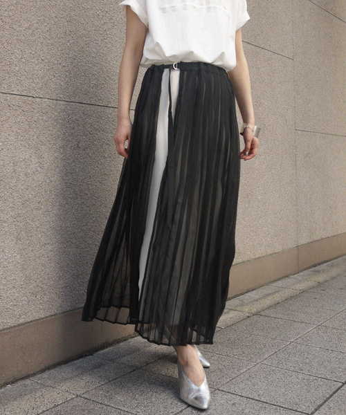 &g'aime(アンジェム)の「【&g'aime】シアープリーツラップスカート(スカート・レディース・グレイッシュベージュ/ベージュ/ブラック・FREE)」の5枚目の写真