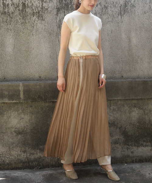 &g'aime(アンジェム)の「【&g'aime】シアープリーツラップスカート(スカート・レディース・グレイッシュベージュ/ベージュ/ブラック・FREE)」の8枚目の写真