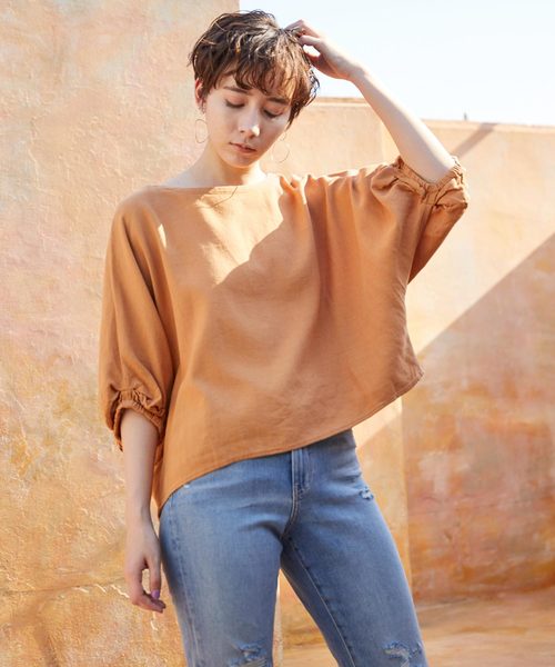 Chaco closet（チャコ クローゼット）の「フレンチリネン綿麻レーヨン ドルマンスリーブブラウス（シャツ/ブラウス・レディース・パープル/イエロー/グリーン/ベージュ系その他・M）」の2枚目の写真