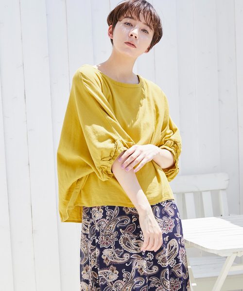 Chaco closet（チャコ クローゼット）の「フレンチリネン綿麻レーヨン ドルマンスリーブブラウス（シャツ/ブラウス・レディース・パープル/イエロー/グリーン/ベージュ系その他・M）」の4枚目の写真