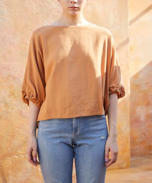 Chaco closet（チャコ クローゼット）の「フレンチリネン綿麻レーヨン ドルマンスリーブブラウス（シャツ/ブラウス・レディース・パープル/イエロー/グリーン/ベージュ系その他・M）」の5枚目の写真