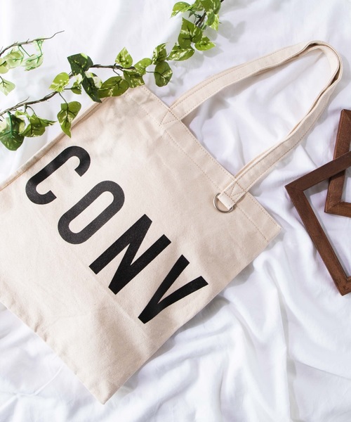 CONVERSE(コンバース)の「WEGO/コンバースロゴトートバッグ(トートバッグ・レディース・オフホワイト/ブラック・FREE)」の1枚目の写真