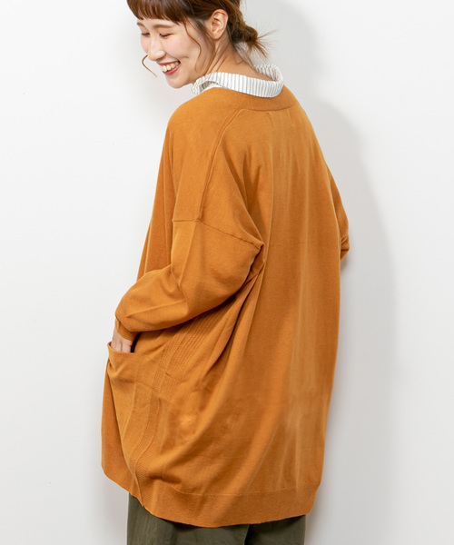 PUAL CE CIN(ピュアルセシン)の「Vネックロングカーディガン(カーディガン/ボレロ・レディース・ベージュ/ネイビー/グリーン/マスタード/キャメル・FREE)」の4枚目の写真
