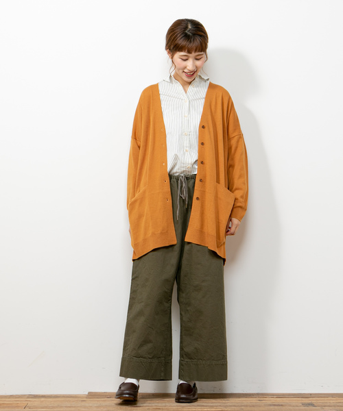 PUAL CE CIN(ピュアルセシン)の「Vネックロングカーディガン(カーディガン/ボレロ・レディース・ベージュ/ネイビー/グリーン/マスタード/キャメル・FREE)」の18枚目の写真