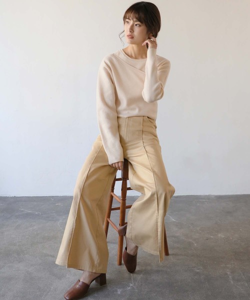 CLEIO（クレイオ）の「【CLEIO】レイヤードアンサンブルニット（ニット/セーター・レディース・ベージュ/ブラウン/オフホワイト/ライトグリーン・FREE）」の8枚目の写真