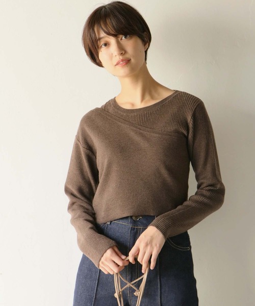 CLEIO（クレイオ）の「【CLEIO】レイヤードアンサンブルニット（ニット/セーター・レディース・ベージュ/ブラウン/オフホワイト/ライトグリーン・FREE）」の5枚目の写真