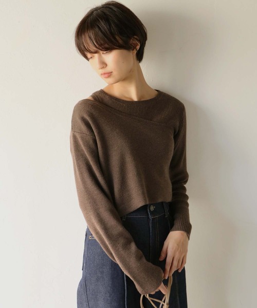 CLEIO（クレイオ）の「【CLEIO】レイヤードアンサンブルニット（ニット/セーター・レディース・ベージュ/ブラウン/オフホワイト/ライトグリーン・FREE）」の21枚目の写真