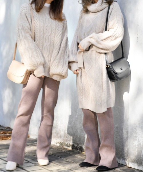 PairPair(ペアペア)の「リブニットパンツ(その他パンツ・レディース・ブラック/モカ・FREE)」の3枚目の写真