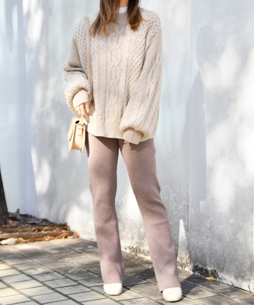 PairPair(ペアペア)の「リブニットパンツ(その他パンツ・レディース・ブラック/モカ・FREE)」の4枚目の写真