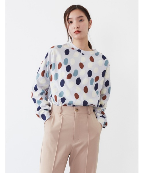 POU DOU DOU（プードゥドゥ）の「ソフト天竺オリジナルプリントプルオーバー（Tシャツ/カットソー・レディース・ネイビー/グレー/ホワイト系その他/キナリ・3）」の3枚目の写真