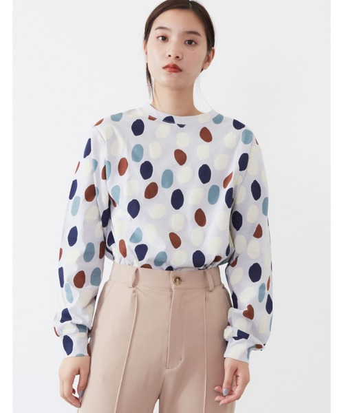 POU DOU DOU（プードゥドゥ）の「ソフト天竺オリジナルプリントプルオーバー（Tシャツ/カットソー・レディース・ネイビー/グレー/ホワイト系その他/キナリ・3）」の22枚目の写真