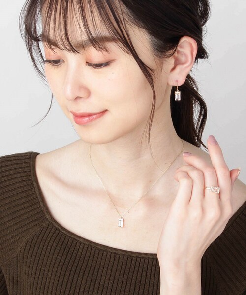 COCOSHNIK（ココシュニック）の「K10カラーストーン（ミスティーローズトパーズ）×ダイヤモンド バゲットカット リング（リング・レディース・ライトオレンジ系1・10号/14号/12号）」の14枚目の写真