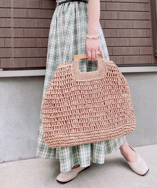 ap retro（アプレトロ）の「スクエアハンドルカゴBAG【ZOZO限定アイテム】（かごバッグ・レディース・ベージュ・FREE）」の2枚目の写真