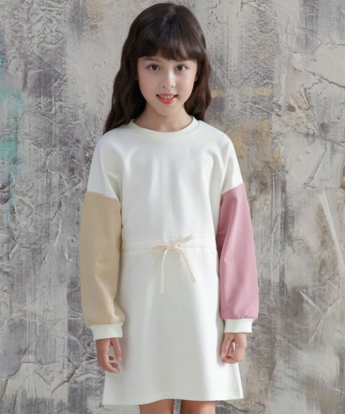 Bee des Bee（ビーデスビー）の「長袖ワンピース（ワンピース・キッズ・ライトグレー/ベージュ/グレー/ライトベージュ/モカ/ブラック×パープル/ブルー/カーキ/アイボリー・110cm/100cm/120cm/130cm/140cm/150cm）」の7枚目の写真