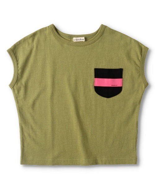 BRANSHES(ブランシェス)の「【プチプラ】ポケット付き袖Tシャツ(Tシャツ/カットソー・キッズ・ベージュ/カーキオリーブ・90cm/100cm/110cm/120cm/130cm/140cm/150cm)」の1枚目の写真
